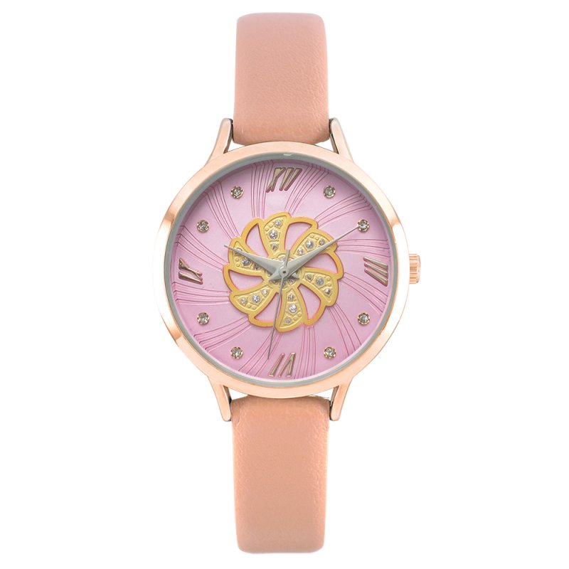 Geometric pattern women leather strap watch 106